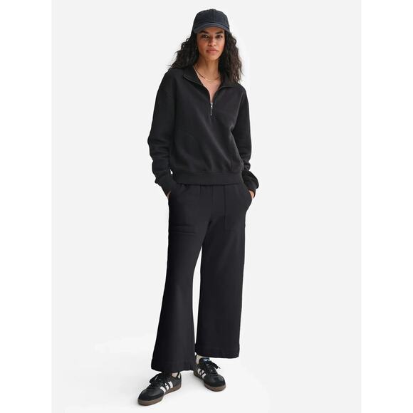 MATE THE‎ LABEL ORGANIC COTTON WIDE LEG POCKET SWEATPANTS BLACK - Picture 1 of 7